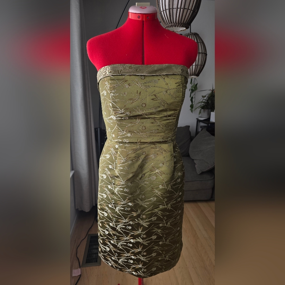 Vintage Brocade Dragonfly Fitted Dress